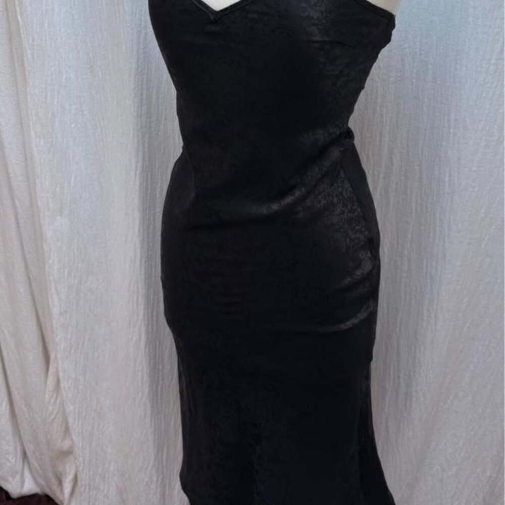 Princess Polly Black Floral Satin Slip Midi Dress US 4 AU 8